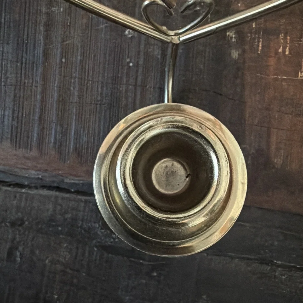 Vintage brass toned Heart-Shaped Wall-Mount Candle Holders Pair sconces retro